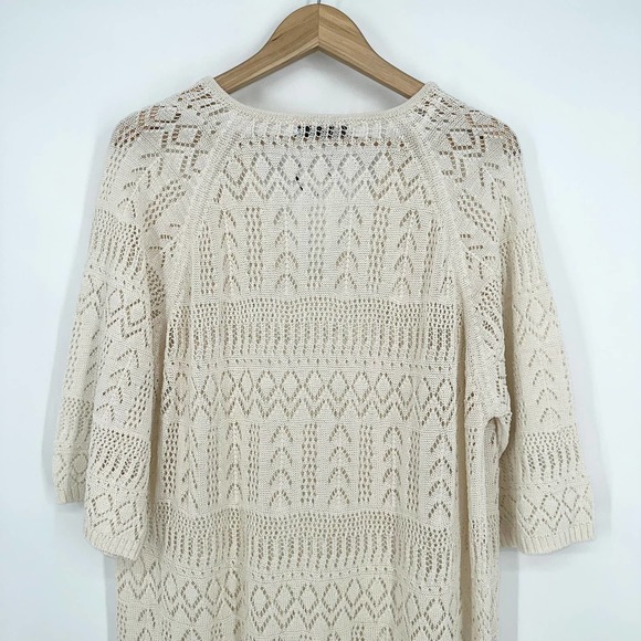 ZARA Crochet Maxi Dress Sheer Open Knit Long Sleeve Beach Cover Up Dress, Cream - Picture 11 of 14